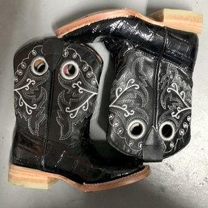 Potrero boy cowboy boots black made in Mexico size 8
